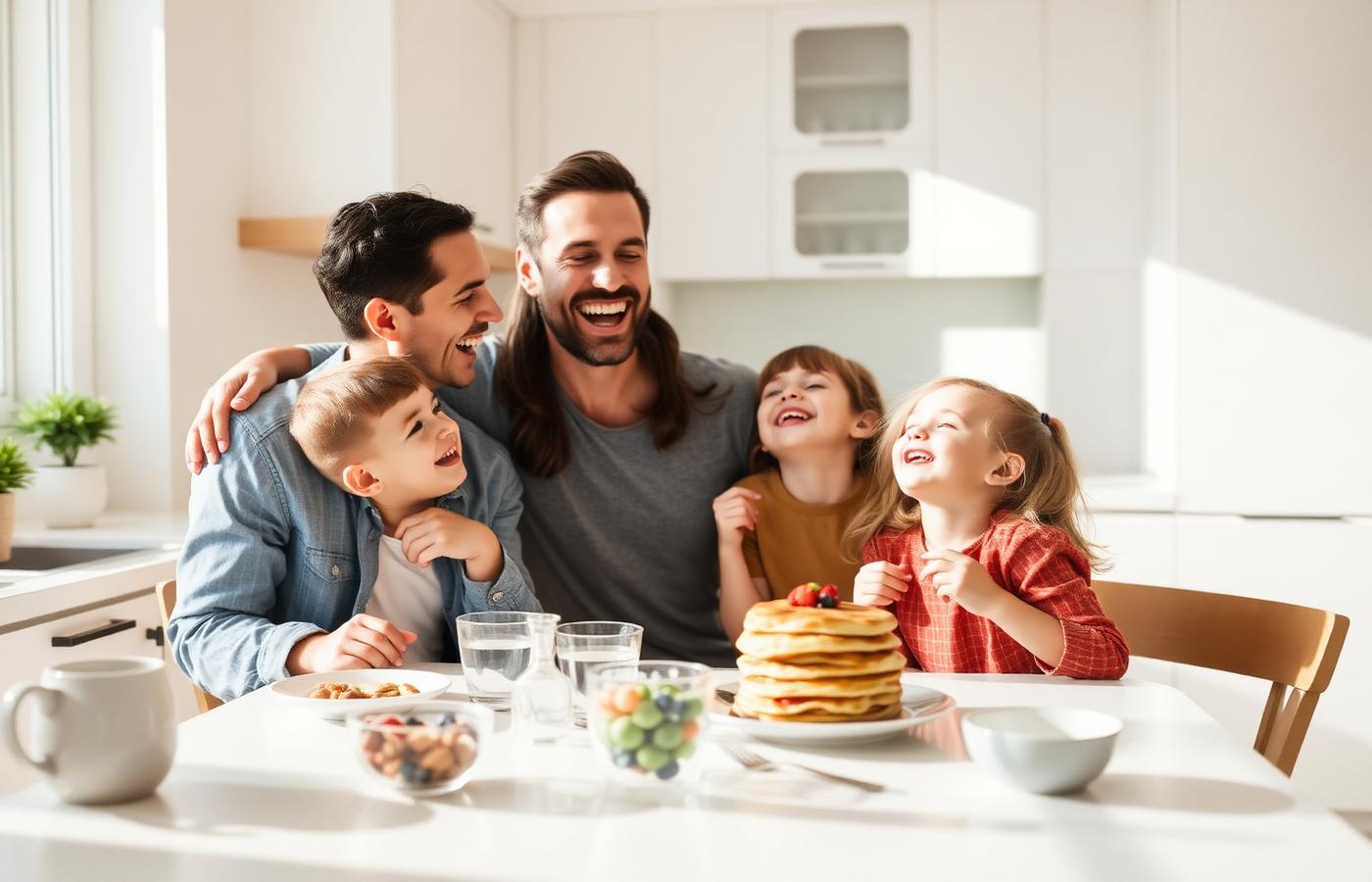 Family enjoying breakfast