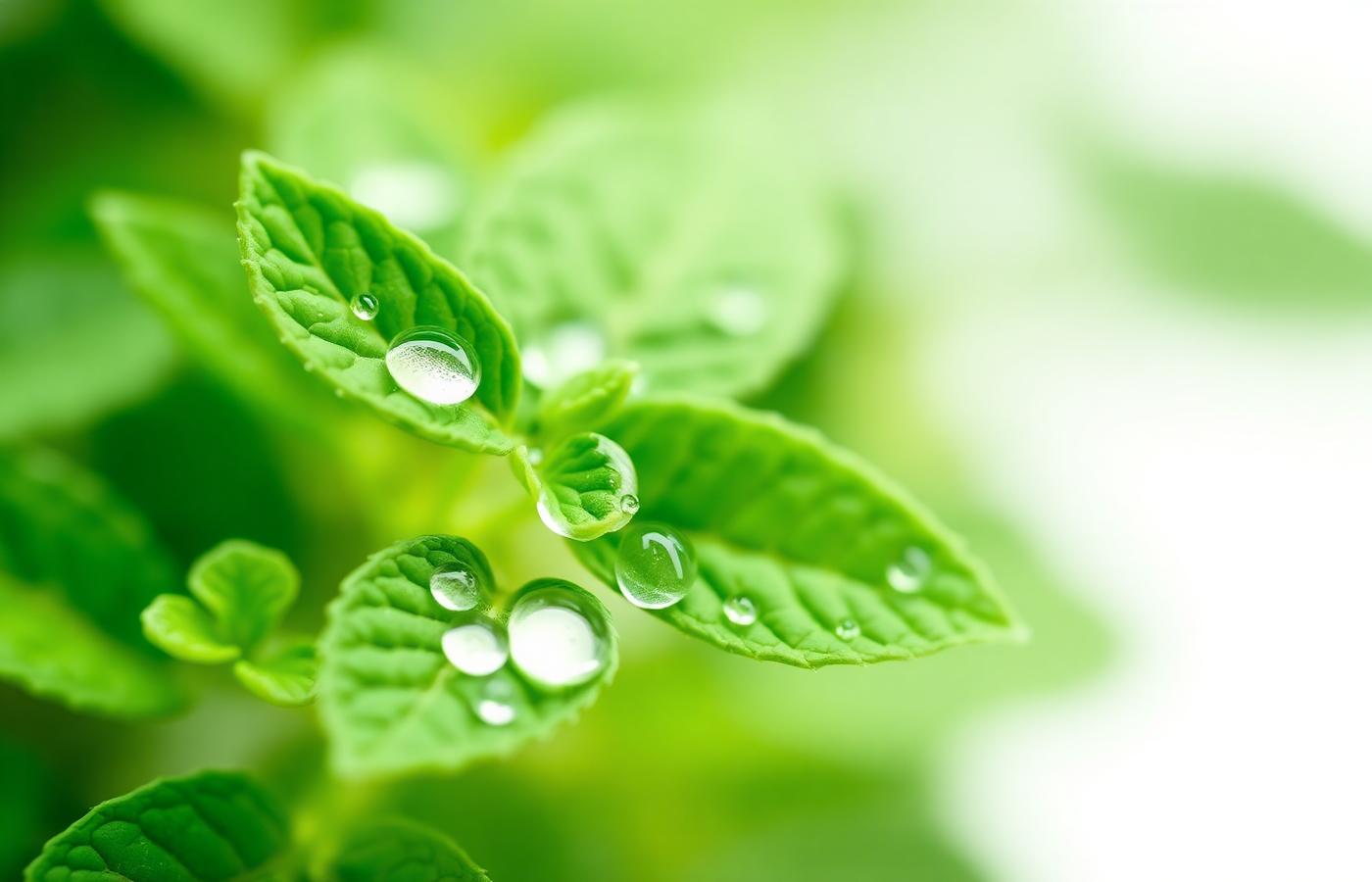Fresh stevia leaves with water droplets